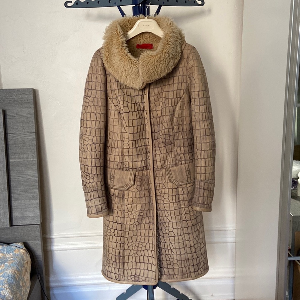 Vintage Limited Edition Shearling Crocodile Print Coat